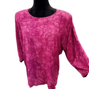 Vintage pink Polka Dot A Touch of Class Women's Blouse Shoulder Pads 80's Large